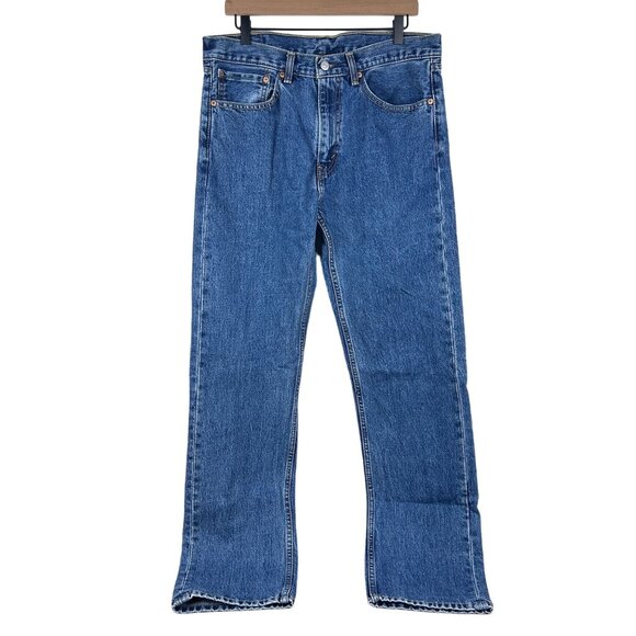 Levi's 505 Regular Fit Straight Leg Denim Jeans Mens 34x34 Blue Zip Fly Red Tab - Picture 1 of 9